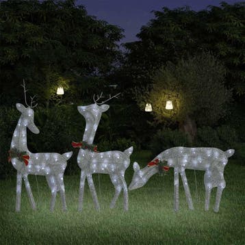 vidaXL Kerstversiering rendierfamilie 270x7x90 cm gaas wit, Verzenden, Nieuw