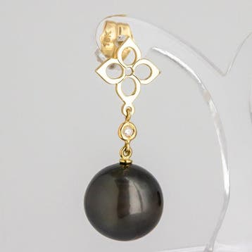 Boucles doreilles - 18 carats Or jaune Diamant (Naturelle), Handtassen en Accessoires, Oorbellen, Nieuw