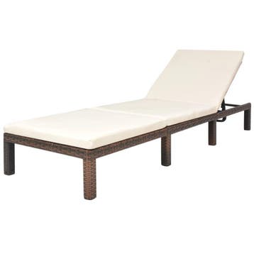 Ligbed poly rattan bruin - Nu 43% korting voor jouw tuin!, Verzenden, Zo goed als nieuw, Rotan, Verstelbaar