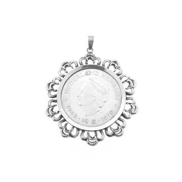 Zilveren hanger van 10 gulden munt van Juliana 1970., Ophalen of Verzenden, Gebruikt, Zilver, Overige merken