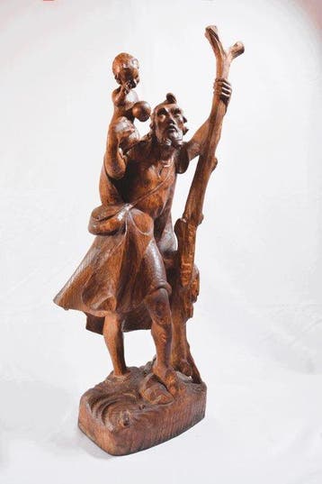 sculptuur, San Cristóbal con el Niño Jesús - 65 cm -