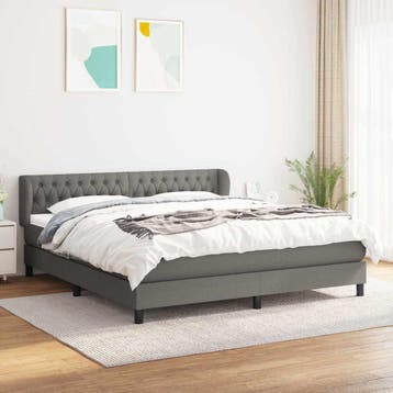 vidaXL Boxspring met matras stof donkergrijs 180x200 cm, Verzenden, Nieuw