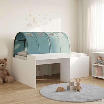 vidaXL Bed met Tunnel 4 st Wit en Lichtblauw Bewerkt hout, Verzenden, Nieuw