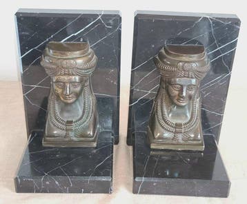 Boekensteunen (2) - Gepatineerd brons - Set Antieke
