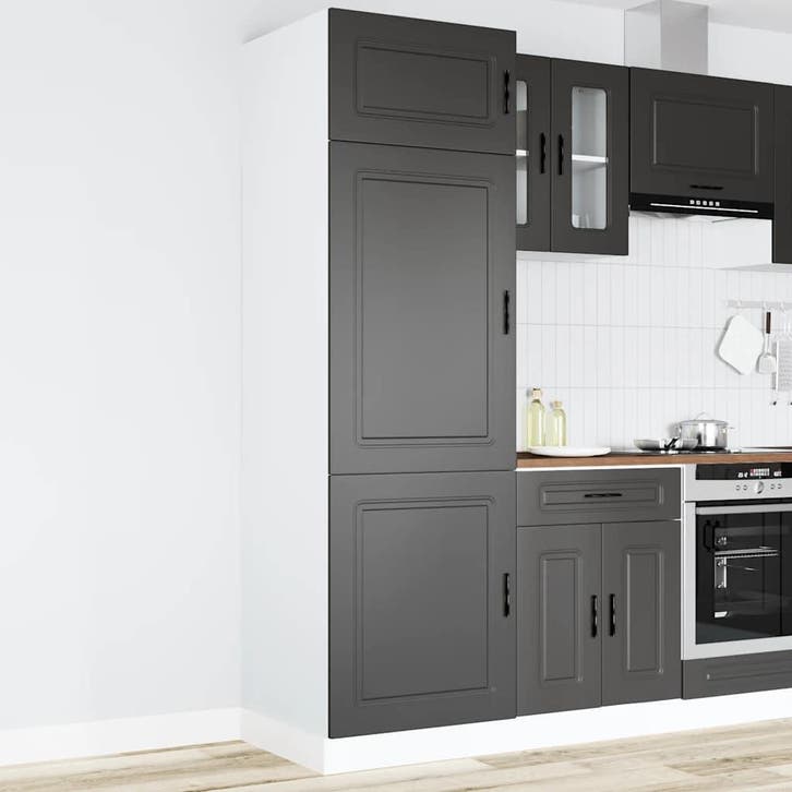 vidaXL Keukenkast Porto bewerkt hout zwart, Maison & Meubles, Armoires | Autre, Envoi