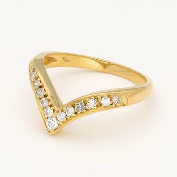 Bague - 18 carats Or jaune Diamant (Naturelle) - Forme en V, Nieuw