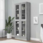 vidaXL Vitrinekast 82,5x30,5x185 cm bewerkt hout grijs, Verzenden