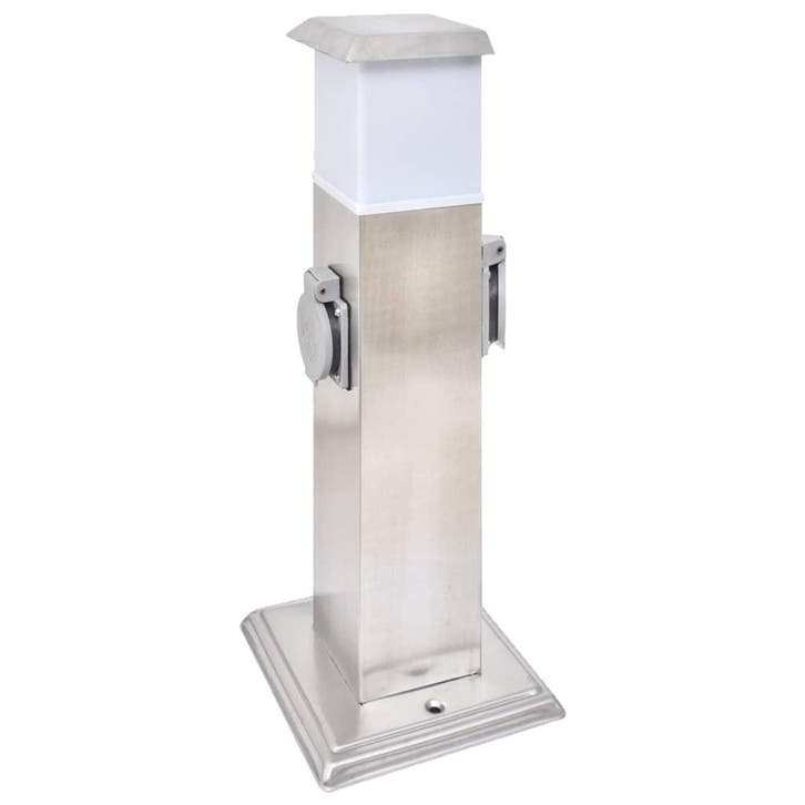vidaXL Buitenstopcontact op zuil met lamp (roestvrij staal), Bricolage & Construction, Électricité & Câbles, Envoi