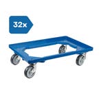 Dolly 60x40x15 blauw met 4 rubberen zwenkwielen nieuw Set, Ophalen of Verzenden