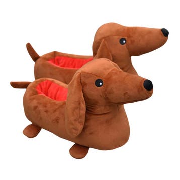 Pluche Teckel Pantoffels - Bruin - Zachte Hondensloffen - Wa, Verzenden, Nieuw