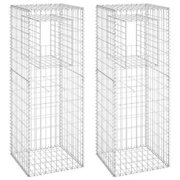 Schanskorf palen set (2 st) - 50x50x140 cm - Stijlvolle &..., Tuin en Terras, 1 tot 2 meter, Zo goed als nieuw, IJzer, Minder dan 3 meter