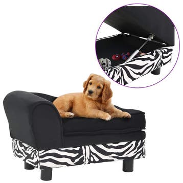 vidaXL Hondenbank 57x34x36 cm pluche zwart, Dieren en Toebehoren, Verzenden, Nieuw