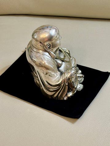 Beeldje - High-quality XL Buddha 1936 g Hallmarked - .800