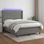 vidaXL Boxspring met matras en LED stof donkergrijs 140x200, Verzenden, Nieuw