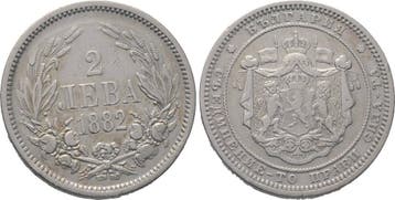 2 Leva 1882 Bulgarien Alexander I 1879-1886, Verzenden, België