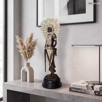 Beeld, Indiaanse Vrouw 45.5 cm / 5.1 kg - 45.5 cm - Brons,
