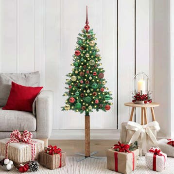 vidaXL Slanke Kerstboom Groen 150 cm PVC en massief, Verzenden