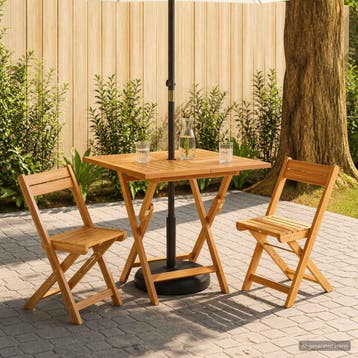 vidaXL Vouwtuin Tafel Naturel 90 x 90 x 75 cm Massief, Verzenden, Nieuw