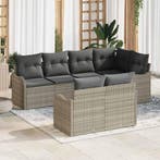 vidaXL Tuinbank Set met opslag 7 pcs Lichtgrijs Poly rattan, Tuin en Terras, Verzenden, Nieuw