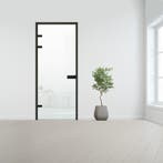 Glazen deur met kozijnsysteem - Zwart beslag-Linksdraaiend-S, Verzenden, Nieuw