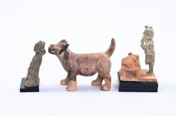 Oud-Chinees Terracotta Three figures - 14 cm
