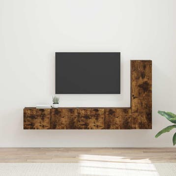 vidaXL Tv-meubelset 3 st Rook Eiken Bewerkt hout, Verzenden