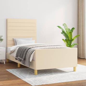 vidaXL Bedframe zonder matras 90x190 cm stof crèmekleurig, Verzenden