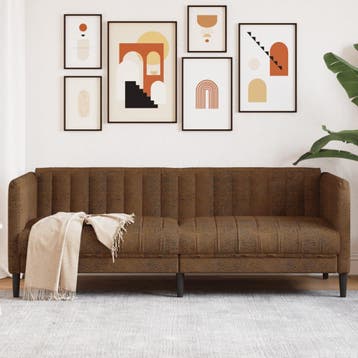 vidaXL Driezitsbank / zetel kunstsuède bruin, Huis en Inrichting, Zetels | Zetels, Verzenden, Nieuw