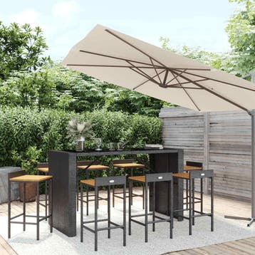 vidaXL 9-delige Tuinbarset poly rattan en massief acaciahout, Verzenden, Nieuw