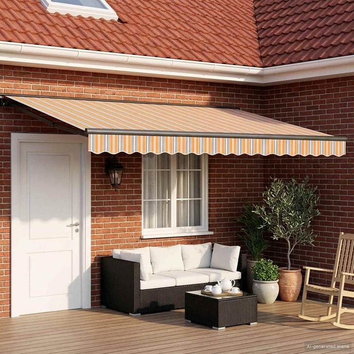 vidaXL Handbediende luifel met LEDs Blauw, Oranje,, Tuin en Terras, Zonneschermen, Nieuw, Verzenden