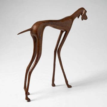 Abdoulaye Derme - sculptuur, Chien, Lévriers stylisé - 28.5