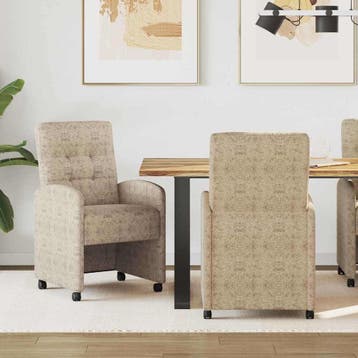 vidaXL Eetkamerstoelen met wielen 2 st Faux suede leer, Verzenden, Nieuw