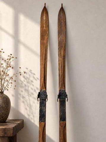 Pair of Antique wooden skis 1930s - 1935, Nieuw
