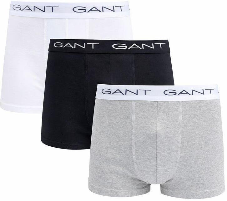 Gant Boxershorts Trunk 3-Pack Zwart Grijs Wit maat 3XL Heren, Kleding | Heren, Ondergoed, Wit, Boxer, Verzenden