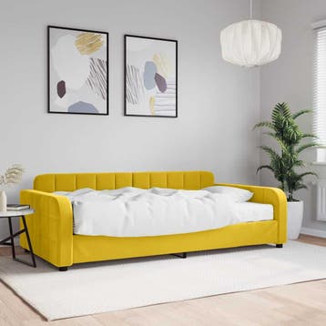 vidaXL Slaapbank met matras 100x200 cm fluweel geel, Verzenden, Nieuw