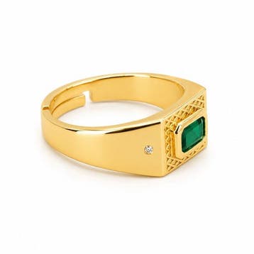 Zonder minimumprijs - Ring Verguld Smaragd - Diamant - 18k, Nieuw