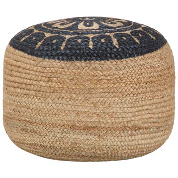 vidaXL Poef handgemaakt 45x30 cm jute blauw, Verzenden