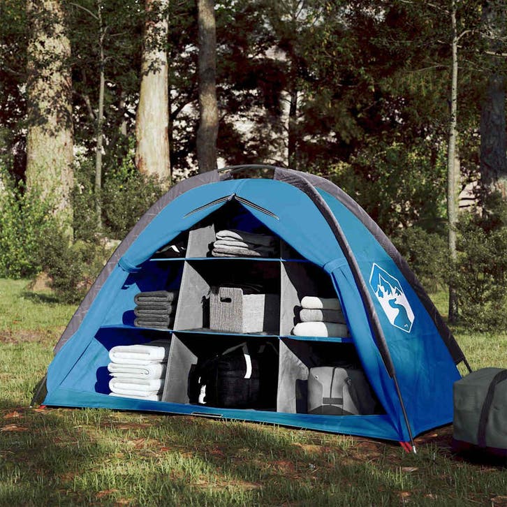 vidaXL Opbergtent 9 vakken waterdicht blauw, Caravanes & Camping, Tentes, Envoi