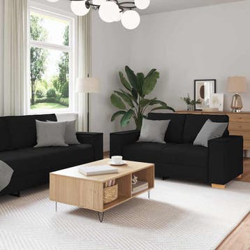 vidaXL 2-delige loungeset met kussens stof zwart, Huis en Inrichting, Verzenden, Nieuw
