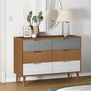 vidaXL Ladekast MOLDE 113x40x80 cm massief grenenhout bruin, Verzenden, Nieuw