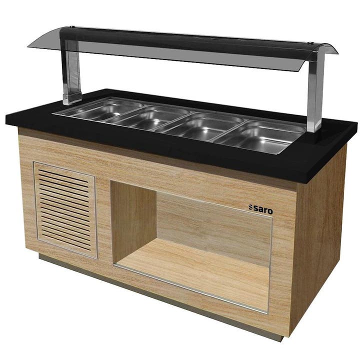 Verwarmd Buffet | PREMIUM LINE | Houtlook/Graniet | 4x 1/1, Articles professionnels, Horeca | Équipement de cuisine, Envoi