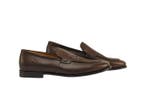 TESTONI - 8 UK - 42 IT - Camogli Brown Loafer Woven Calf /, Nieuw