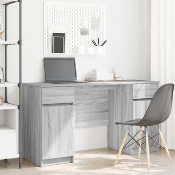 vidaXL Bureau Grijs sonoma Bewerkt hout 140 x 49 x 76 cm, Verzenden, Nieuw