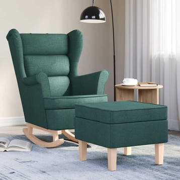 vidaXL Schommelstoel met voetenbank stof donkergroen, Huis en Inrichting, Fauteuils, Verzenden, Nieuw