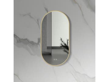 Veiling -  LED Spiegel ovaal | goud | 100x50cm, Nieuw