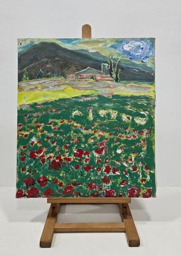 École française (XX) - NO RESERVE - Champ en fleurs