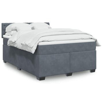 vidaXL Boxspring met matras fluweel donkergrijs 140x200 cm, Verzenden