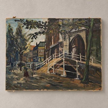 Gerardus Hurkmans (1911-?) - Town View with Figures