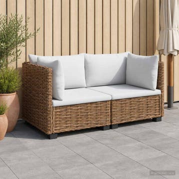 vidaXL 2 st Rieten Loungeset met Kussens GENDT Natuurlijk, Verzenden, Nieuw
