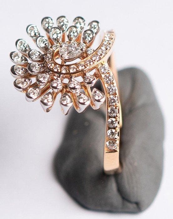 Bague de cocktail - 18 carats Or rose - 0.53ct. tw. Diamant, Handtassen en Accessoires, Antieke sieraden